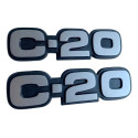 Par Emblema C-20 Do Paralama Chevrolet C20 1985 1992 De Pino Cinza