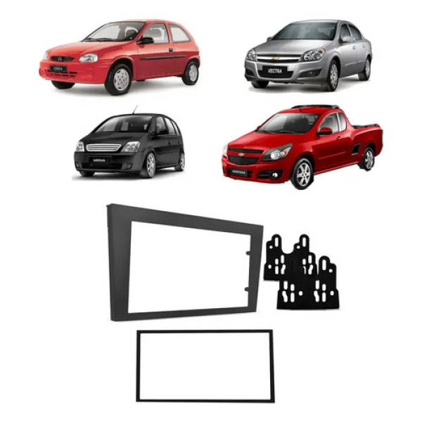 Moldura Painel 2 Din Central Multimidia Dvd Mp5 Vectra 2008 Cinza