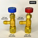 2 Válvulas Acionadoras Schrader Controle Fluido Refrigeração 1/4 5/16 R22 R410 R32