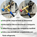 2 Válvulas Acionadoras Schrader Controle Fluido Refrigeração 1/4 5/16 R22 R410 R32