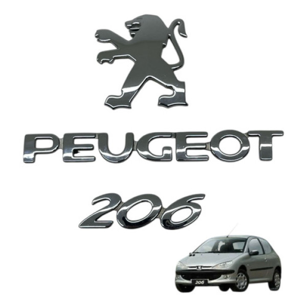 Kit Emblema Da Tampa Traseira Peugeot 206 2004 2010 Original