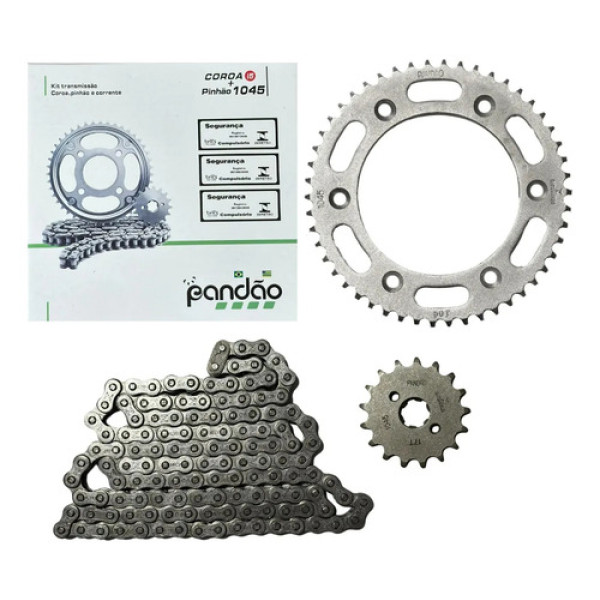 Kit Relacao Transmiss Nxr 150 Bros 2004 2015 Aço 1045 Prateado