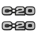 Par Emblema C-20 Do Paralama Chevrolet C20 1985 1992 De Pino Cinza
