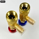 2 Válvulas Acionadoras Schrader Controle Fluido Refrigeração 1/4 5/16 R22 R410 R32