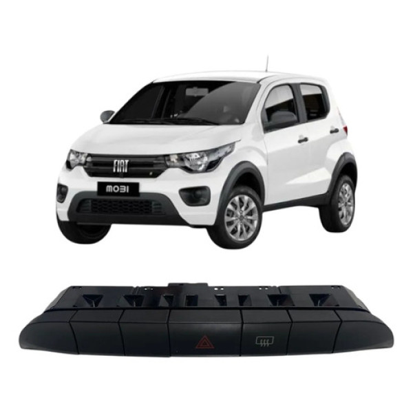 Botão Pisca Alerta Desembaçador Fiat Mobi 1.o 2021 100233015 Preto
