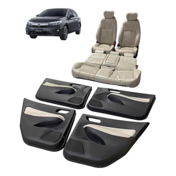 Jogo Banco De Couro - Forração Porta Honda City Sedan 2022  Branco