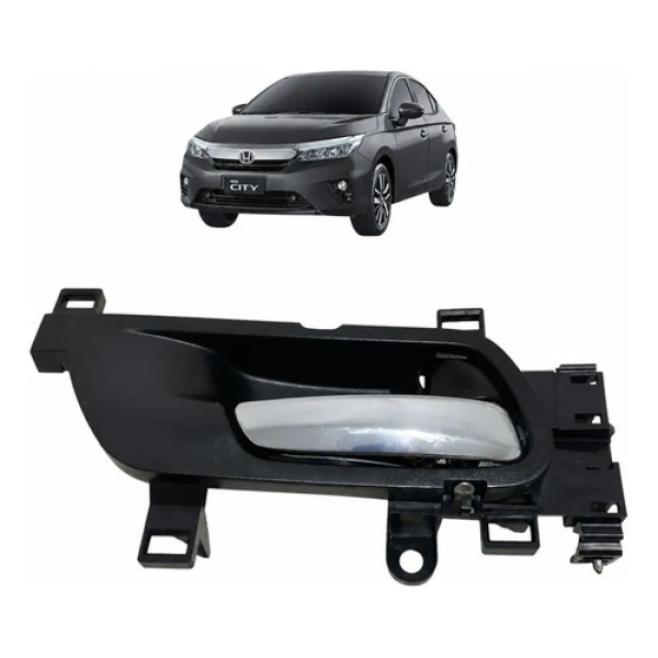 Maçaneta Interna Dianteira Direita Honda City 2022/2025 Cromada Dianteira