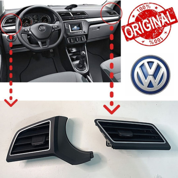 Difusor De Ar Lateral Volkswagen Gol G7 17 19 Aro Prata Par