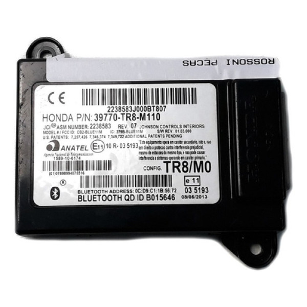 Modulo Bluetooth Civic 2012 A 2016 Cód 39770-tr8-m110