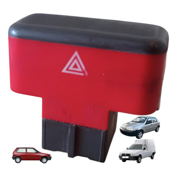 Botão Pisca Alerta Fiat Uno Fiorino Palio Fire 1996 A 2006 Preto/vermelho