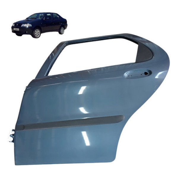 Porta Traseira Esquerda Fiat Siena 1.3 8v 2003 2004 Detalhe Traseira Esquerdo Azul-escuro