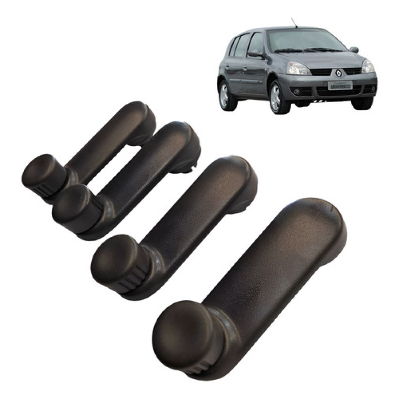  Kit Manivela Abertura Vidro Renault Clio 1.0 2008 2011 Preto
