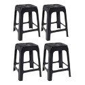 Kit 4 Banquinho De Plastico Banqueta Banco Preto 45cm Altura