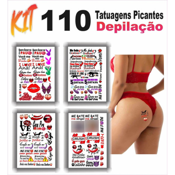 110 Tatuagens Tattoo Temporárias Íntima | Depilação Sedução