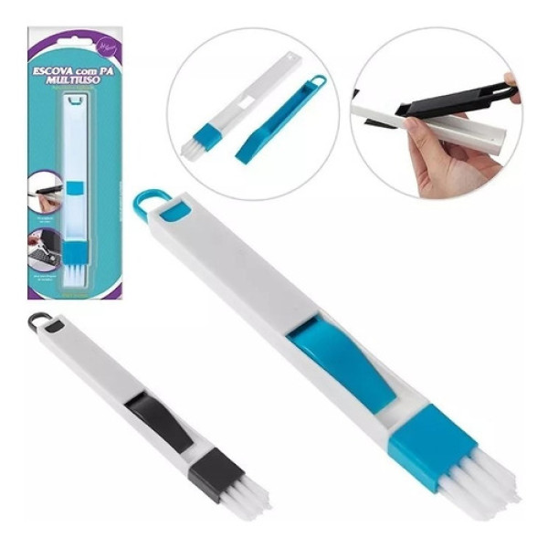 Kit 2 Escova Com Pá Limpeza Multiuso Canto Janela Teclado