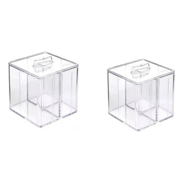 Kit 2 Porta Algodão Cotonete Organizador Acrílico 