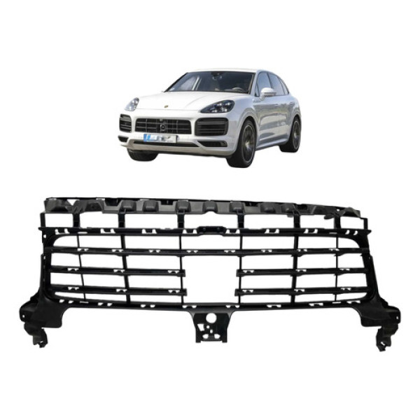 Grade Central Sup Parachoque Diant Porsche Cayenne 2019 A 23 Preto Fosco