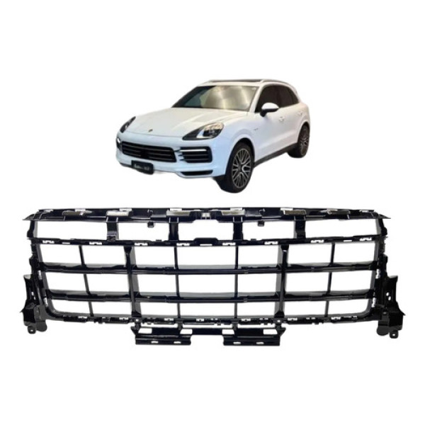 Grade Central Sup Parachoque Porsche Cayenne 2019 A 2023 Ori Preto Brilhante