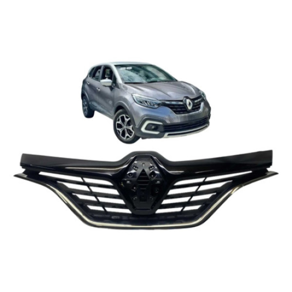 Grade Dianteira Renault Captur 2017 A 2022 C/friso Original Preto Brilhante