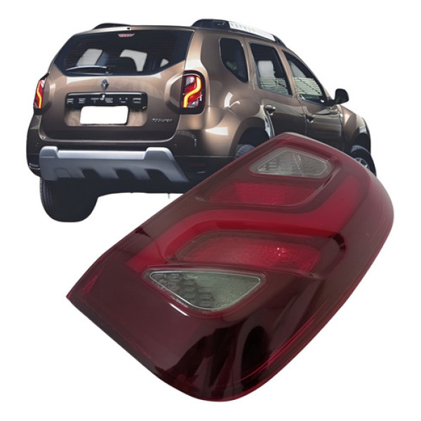 Lanterna Traseira Dir Renault Duster 2015 - 2018 Led Bibas Direito/passageiro Vermelha