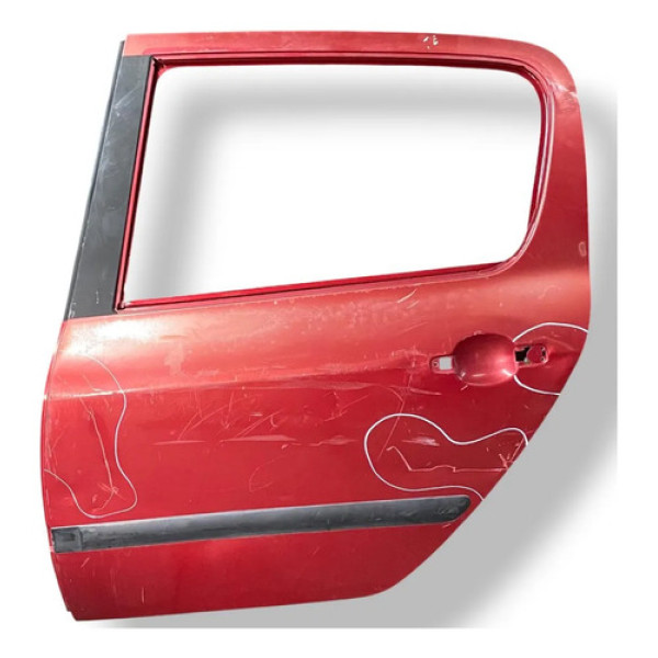 Porta Traseira Esquerda Peugeot 307 2004 2005/2012 Detalhe Traseira Esquerdo Vermelho