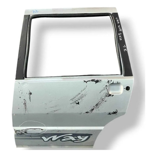 Porta Traseira Esquerda Fiat Uno Way 2008 A 2013 Detalhe Traseira Esquerdo Prateado