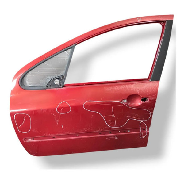 Porta Dianteira Esquerda Peugeot 307 2004 2005 2006 Detalhe Dianteira Esquerdo Vermelho