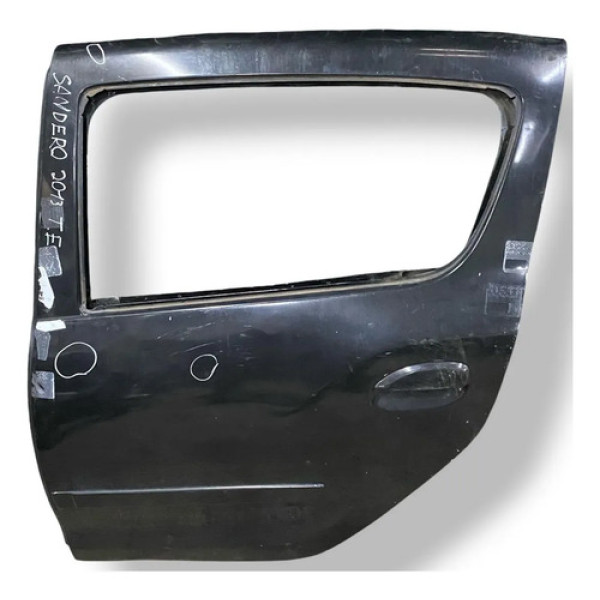 Porta Traseiro Esquerda Renault Sandero 2012 2013 Detalhes Traseira Esquerdo Preto