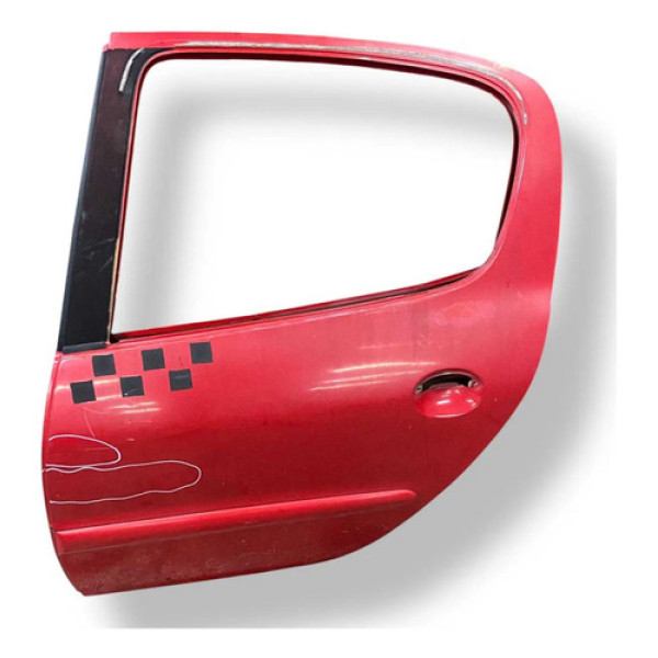 Porta Traseira Esquerda Peugeot 207 - 2008 A 2011 Detalhe Traseira Esquerdo Vermelho