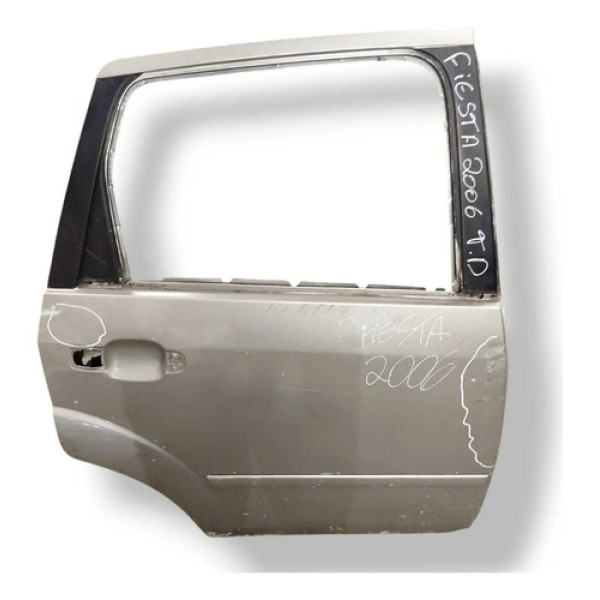 Porta Traseira Direita Ford Fiesta Sedan 2005 2006 Detalhe Traseira Esquerdo Prateado