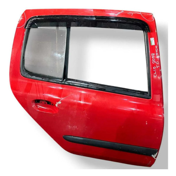 Porta Traseira Direita Renault Clio Hatch 2000/2012 Detalhe Traseira Direito Vermelho