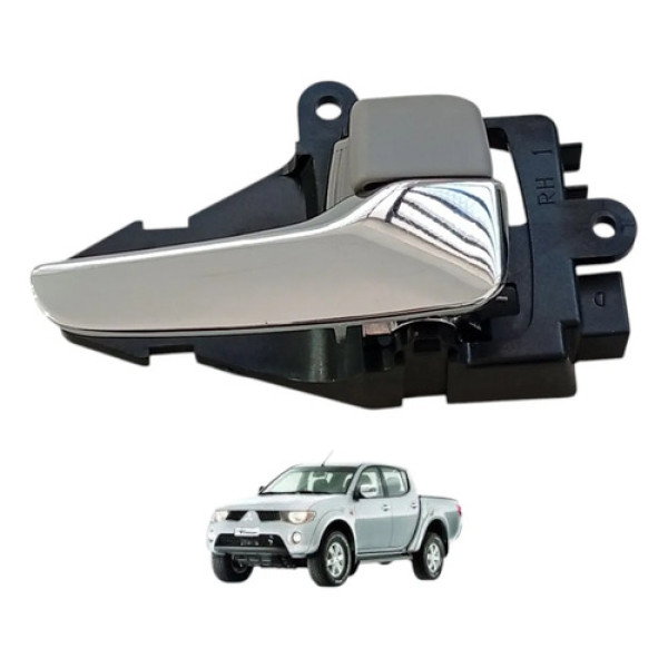Maçaneta Interna Direita Mitsubishi L200 Triton 2008 A 2016 Prateado Dianteira/traseira