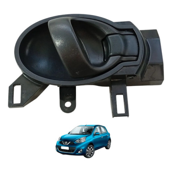 Maçaneta Interna Direita Nissan March 2012 A 2020 Original Preto Dianteira/traseira