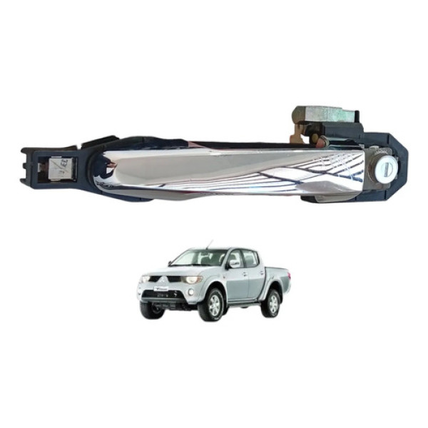 Maçaneta Externa Dianteira Esquerda L200 Triton 2008 A 2016 Prateado Dianteira