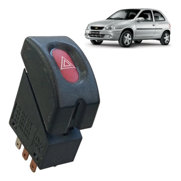 Botão Interruptor Pisca Alerta Corsa Classic Preto S/ Alarme Preto