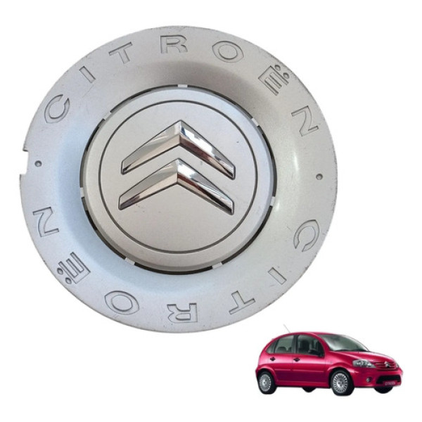 Calota Central Roda Citroen C3 2003/2012 9684769080 Original Prateado