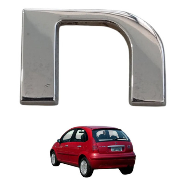 Letra N Cromada Emblema Traseiro Citroen C3 2003 A 2012 Orig Prata Cromado