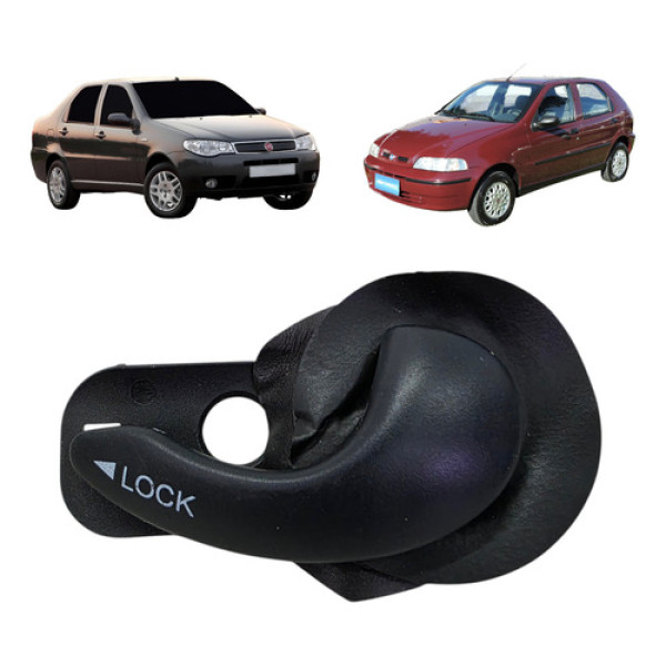 Maçaneta Interna Porta Direita Fiat Palio Siena 1996 A 2007 Preto Dianteira/traseira