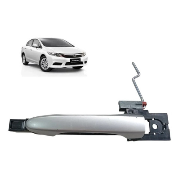 Maçaneta Externa Traseira Esq Honda Civic 2012 2013 2015 Prateado Dianteira