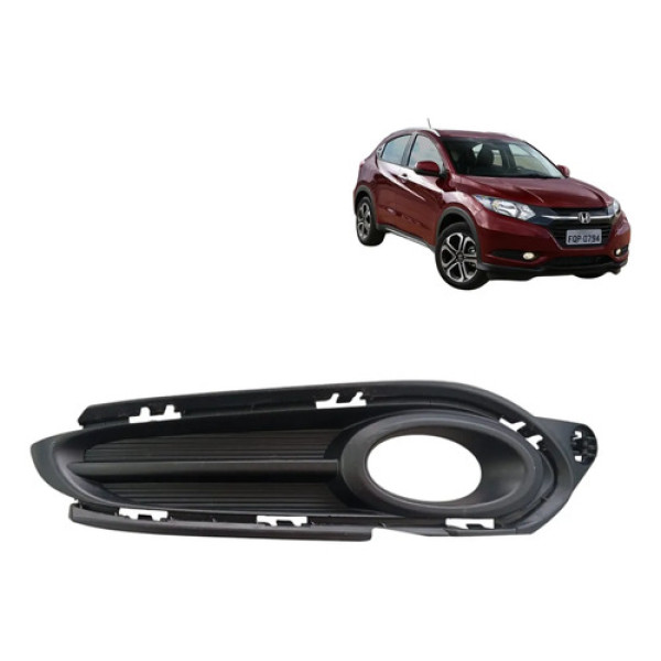 Grade Moldura Farol Milha Esquerdo Honda Hrv 2015 16 A 2019 Preto