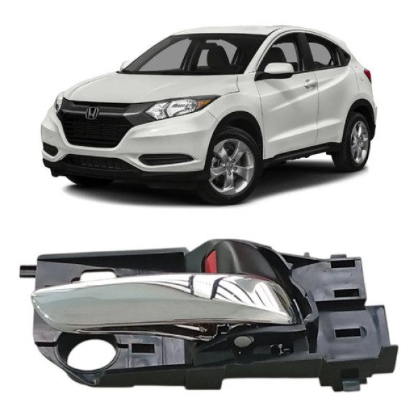 Maçaneta Interna Direita Honda Hrv 2016 A 2021 Prateado Traseira