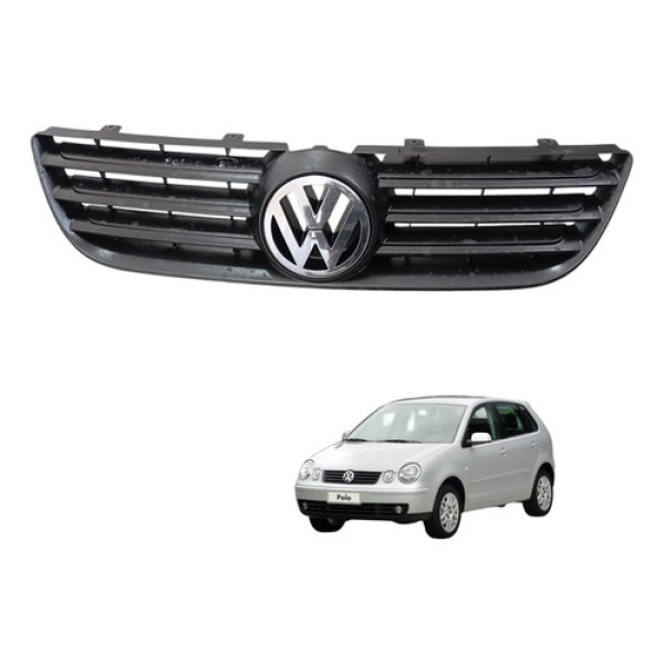 Grade Parachoque Dianteiro Volkswagen Polo 2007 A 2011  Preto Brilhante