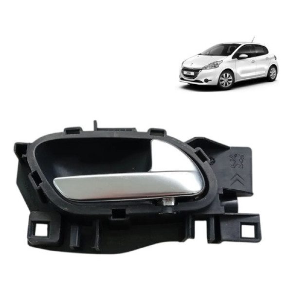 Maçaneta Interna Peugeot 208 Citroën C3 2013 A 2019 Direito Preto Dianteira