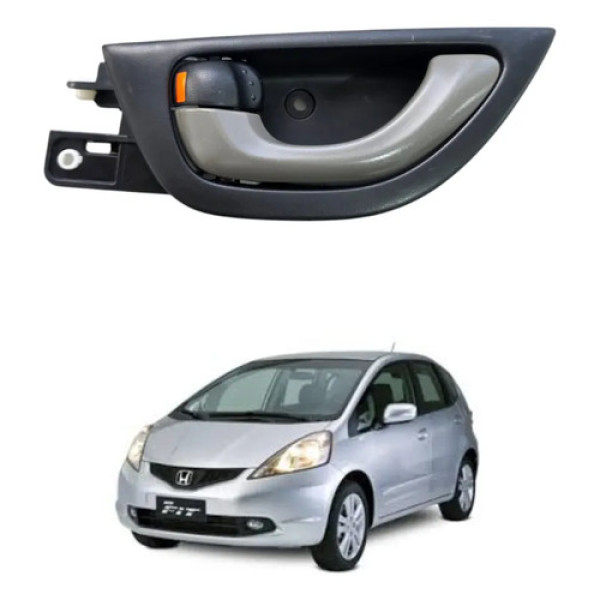 Maçaneta Interna Dianteira Esquerda Honda Fit 2009 2011 Cinza Dianteira