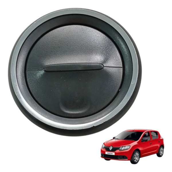 Difusor Ar Lateral Renault Sandero 2015 Preto Com Aro Prata