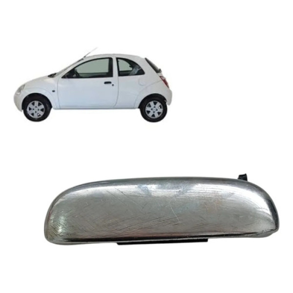 Maçaneta Externa Ka 2007 A 2013 Esquerda 2 Portas Prateado Dianteira