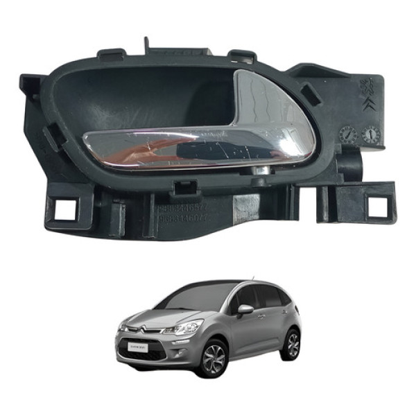 Maçaneta Interna Direita Citroen C3 2013 A 2020 Original Prata Cromado Dianteira/traseira