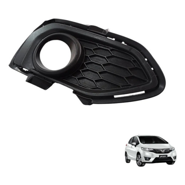 Moldura Grade Farol Milha Esquerdo Honda Fit 2015 A 2020 Preto Esquerdo