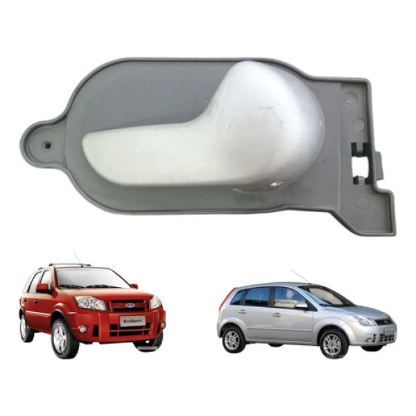 Maçaneta Interna Direita Ford Fiesta Ecosport 2004 A 2012 Prateado Dianteira