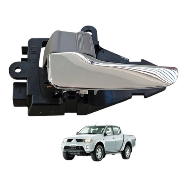 Maçaneta Interna Esquerda Mitsubishi L200 Triton 2008 A 2016 Prateado Dianteira/traseira